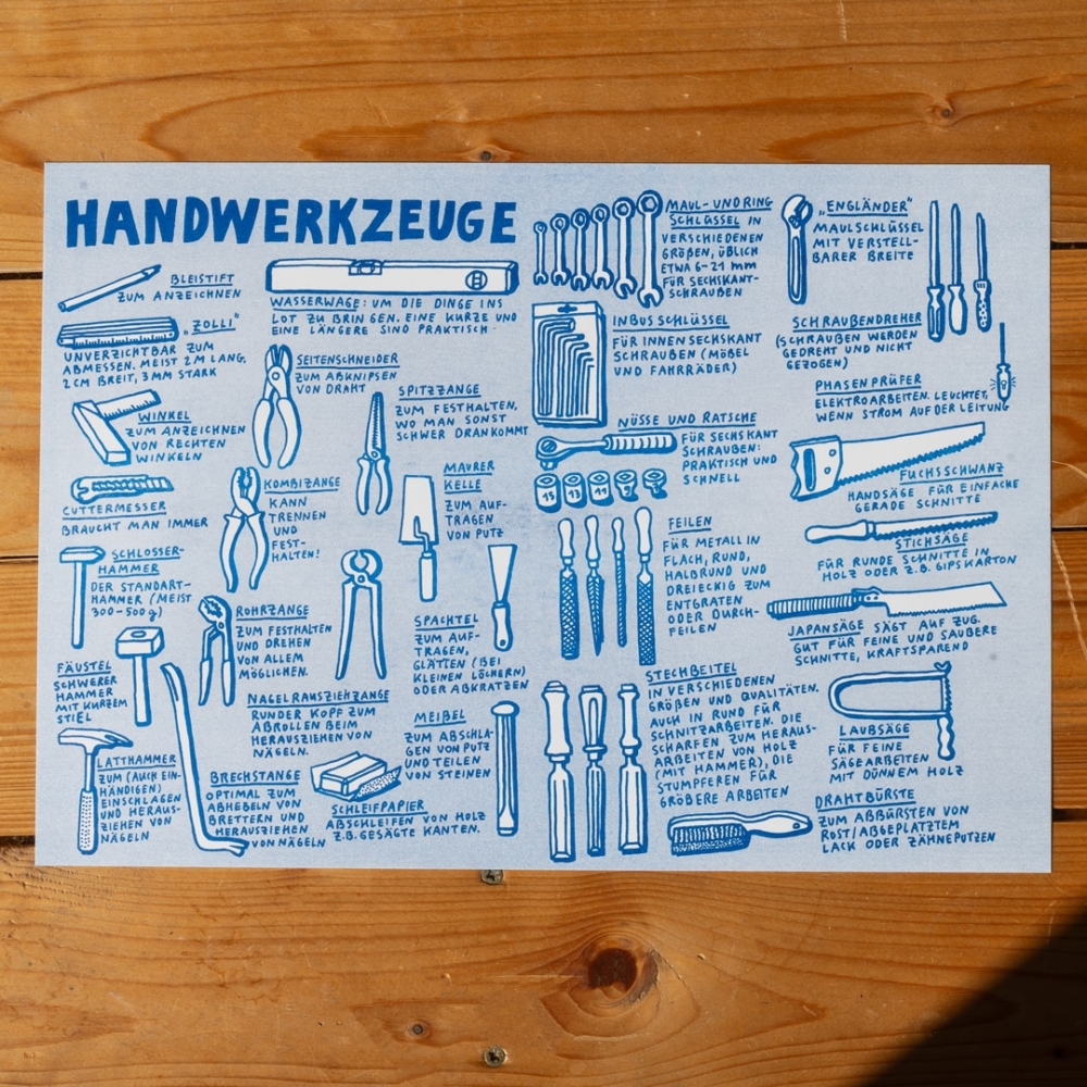 Risoprint »Handwerkzeuge« von Konrad Staisch – Frontansicht