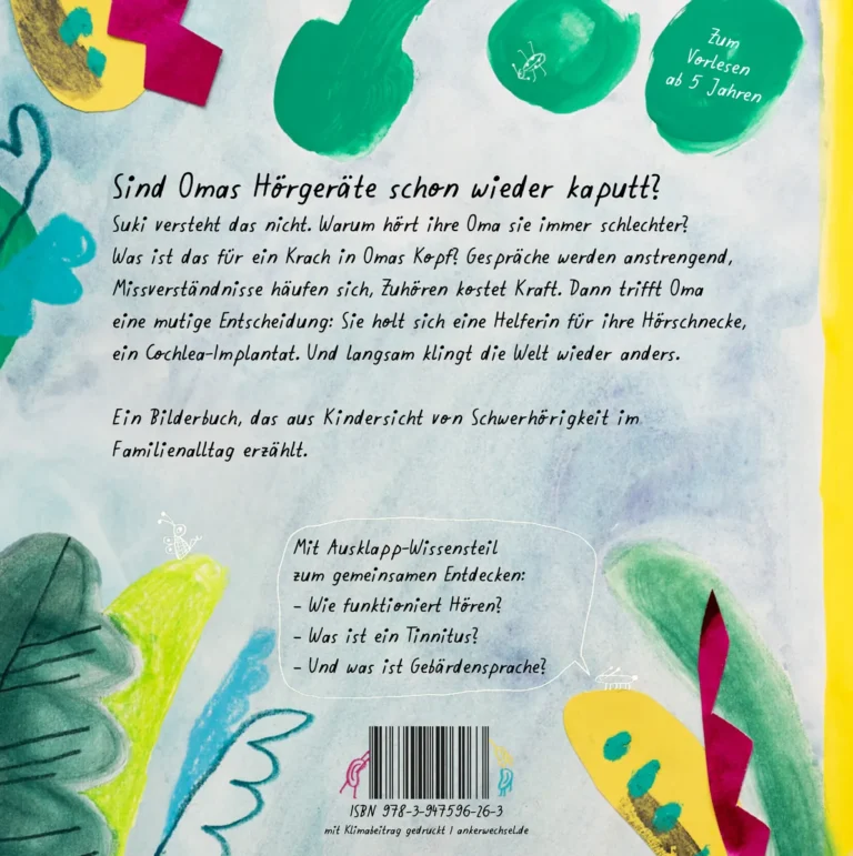 Rückseite des Bilderbuchs mit Klappentext, Hinweis auf den Ausklapp-Wissensteil und Altersangabe ab 5 Jahren